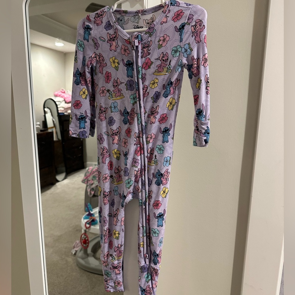 Posh Peanut Lavender Footed One-Piece with Multicolor Floral & Character Print